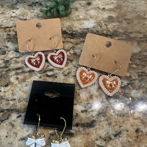 Three piece set of 24K over stainless steel earrings